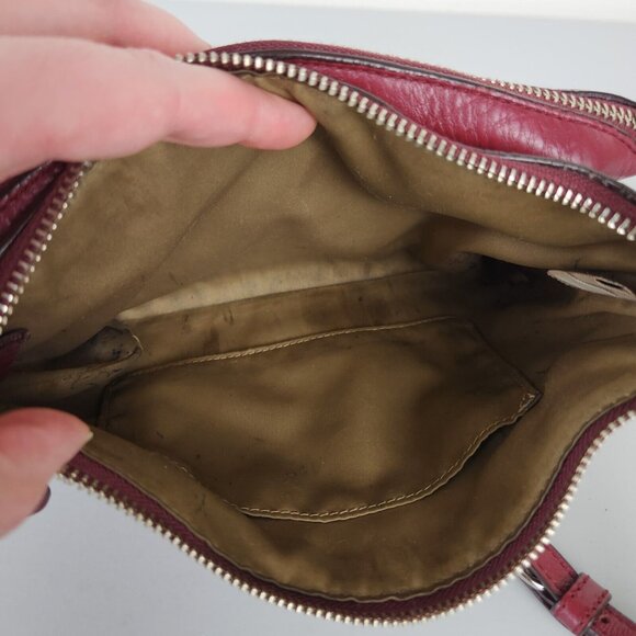 Coach Crossbody Bag Womens Red Vintage Small Pebbled Leather Purse Classic - Picture 12 of 16